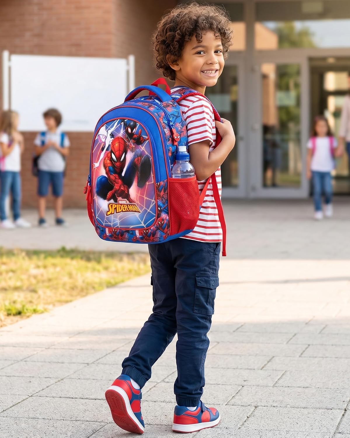 Clondo Elementary School Backpack for Kids, 43 x 33 x 15 cm, Multi-Pocket, Ergonomic Backrest, Padded Shoulder Straps, Bottle Holder Pockets, Large Capacity and Shiny Design, Pokemon Expressive