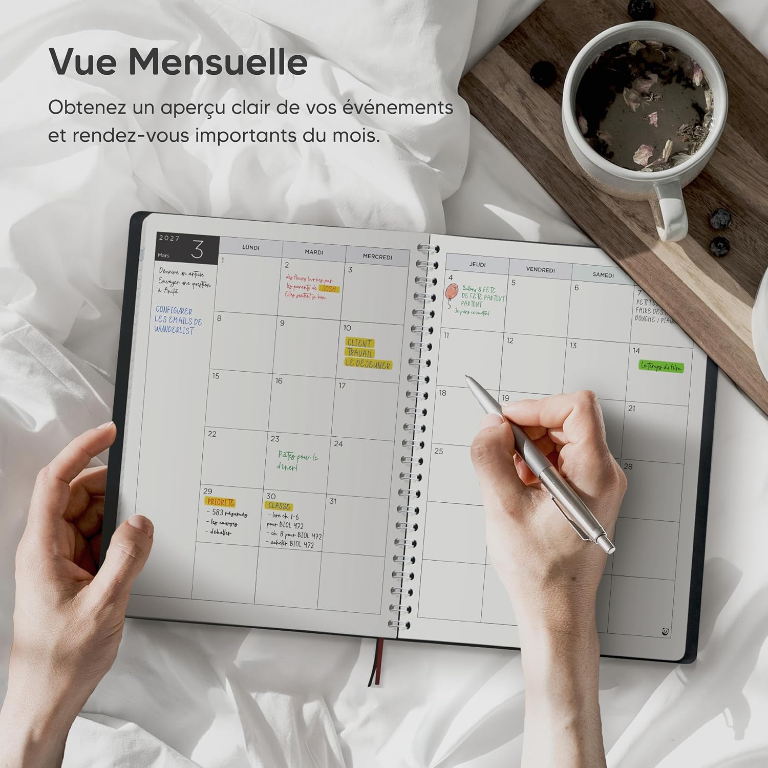 SmartPanda Agenda 2026 2027 – weekkalender – eenvoud inspireert productiviteit – zachte omslag, intervallen van 30 minuten – juli 2026 – augustus 2027 – A5, in het Frans