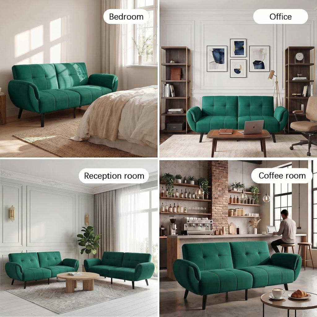 Canapé-lit convertible JIEXI – 3 places – Tissu gris – Dossier 3 positions – 170 cm