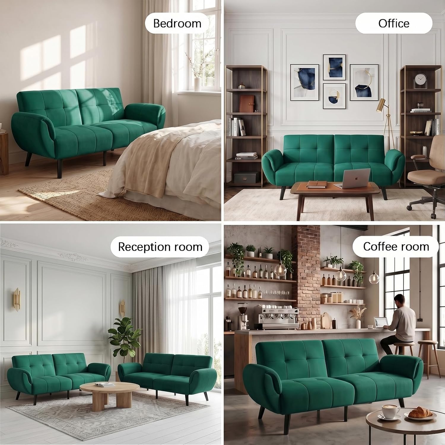 Canapé-lit convertible JIEXI – 3 places – Tissu gris – Dossier 3 positions – 170 cm