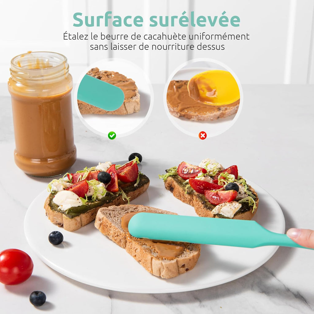 Spatule Silicone U-Taste – Embout Cuillère, Cœur Acier Inox, Résistante 315°C, 24,5 cm, Noir