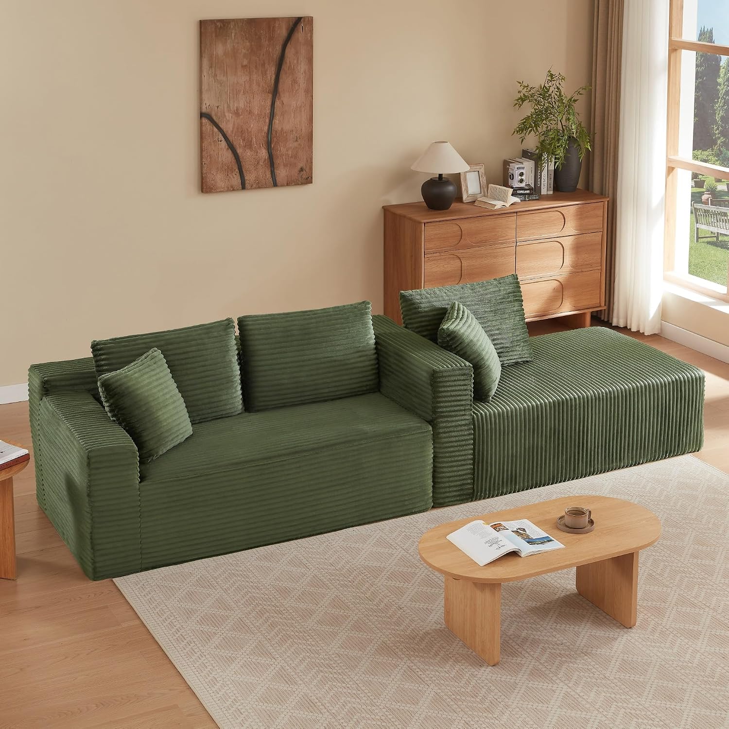 Canapé d'Angle Modulable 3 Places – Mémoire de Forme, Housse Lavable, Sans Montage | Blanc