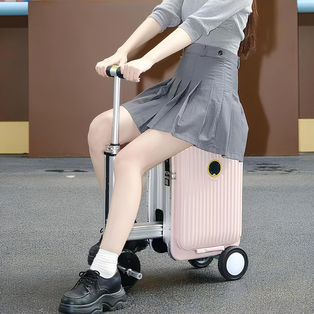 Valise électrique avec chargement USB, verrouillage TSA et fonction avant/arrière pour voyage intelligent, Argenté.