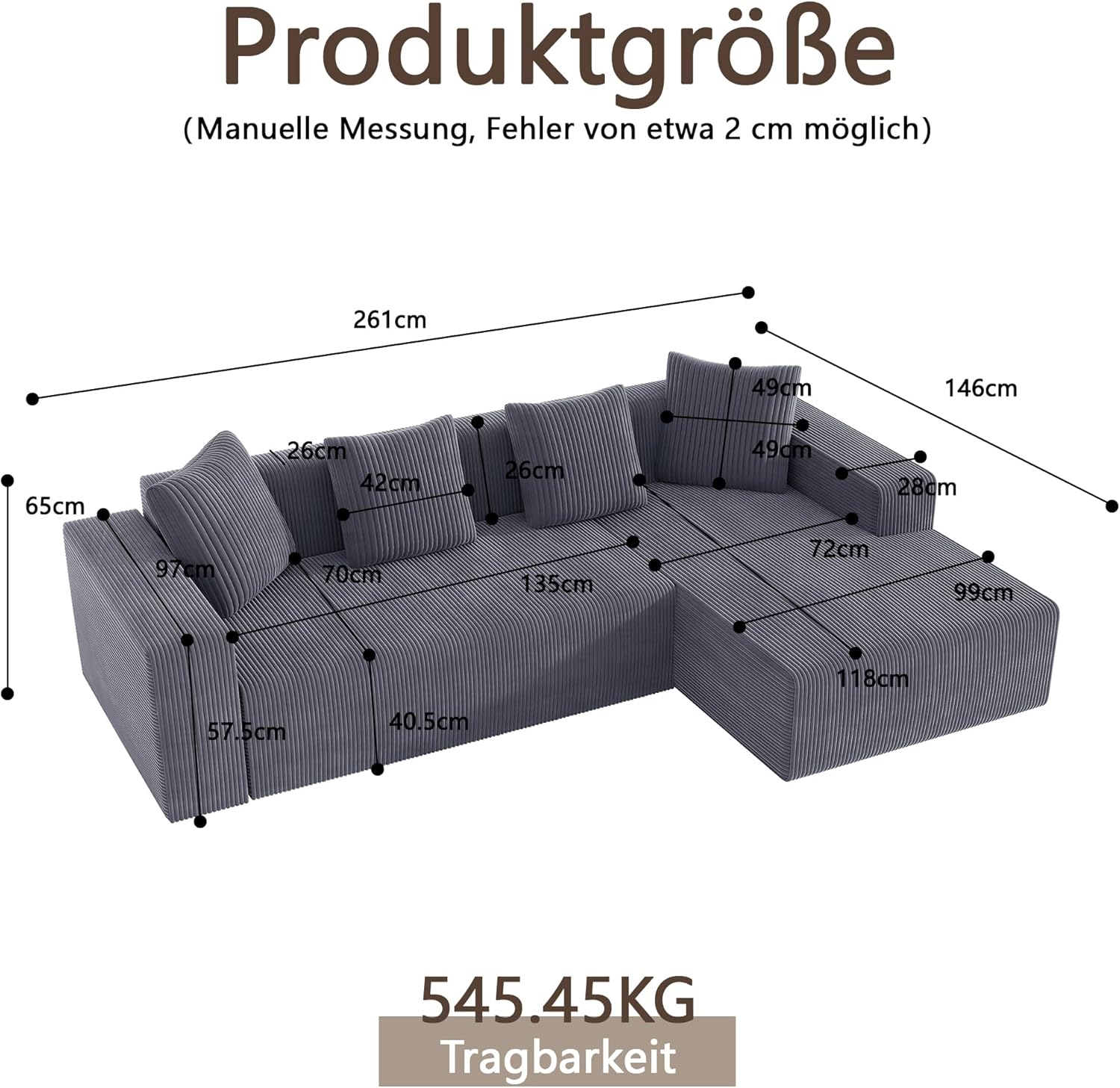 Canapé d'Angle Modulable 3 Places – Mémoire de Forme, Housse Lavable, Sans Montage | Blanc