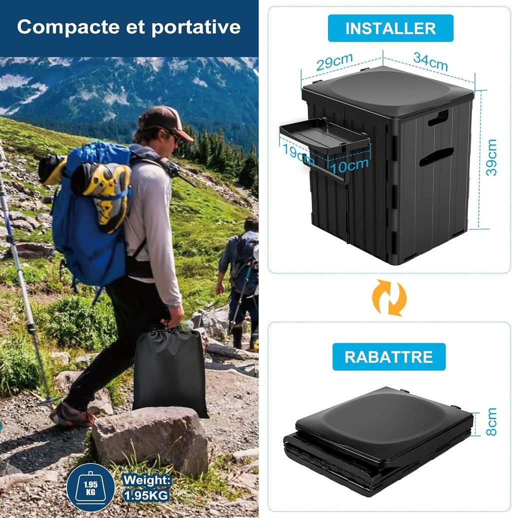 Draagbaar Campingtoilet, voor mannen en vrouwen, hygiënische pot voor de auto, opvouwbaar autotoilet voor volwassenen, voor kamperen, wandelen of uitstapjes