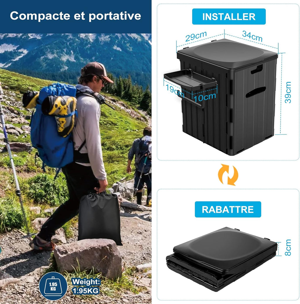 Draagbaar Campingtoilet, voor mannen en vrouwen, hygiënische pot voor de auto, opvouwbaar autotoilet voor volwassenen, voor kamperen, wandelen of uitstapjes