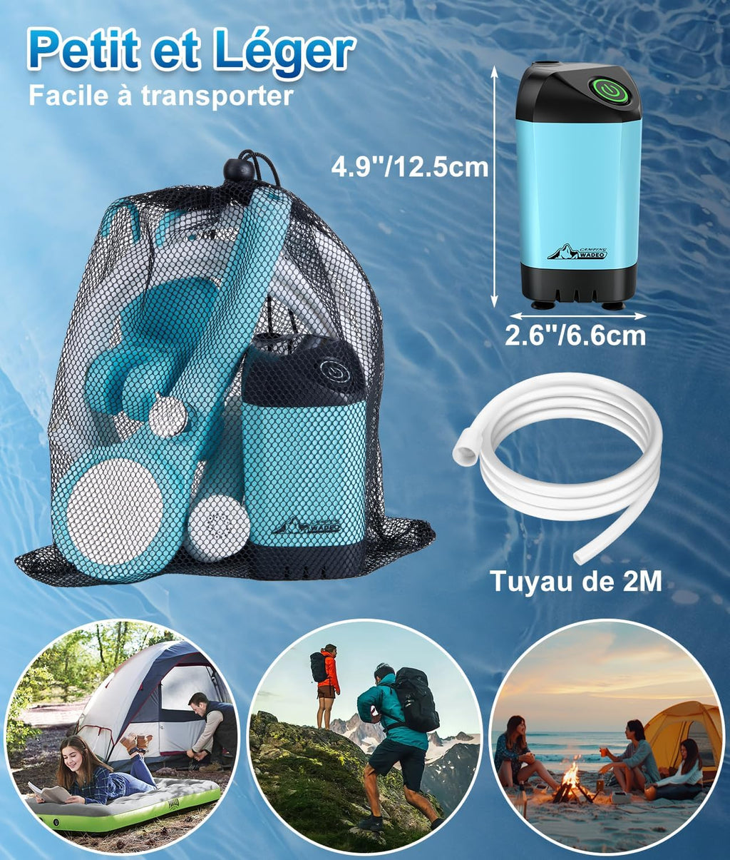 WADEO Campingdoucheset, oplaadbare elektrische douchepomp, douchekop met intelligente temperatuurweergave en instelbare waterdruk