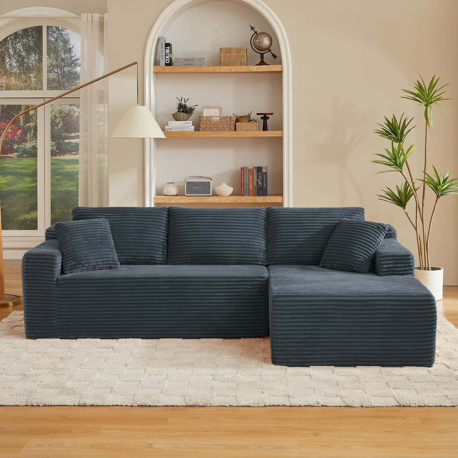 Canapé d'Angle Modulable 3 Places – Mémoire de Forme, Housse Lavable, Sans Montage | Blanc