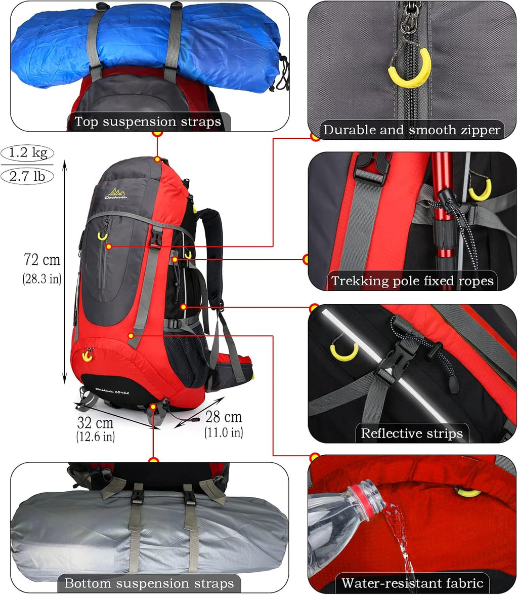 70 l rugzak, trekking, kamperen, reizen, wandelen, groot, voor heren en dames
