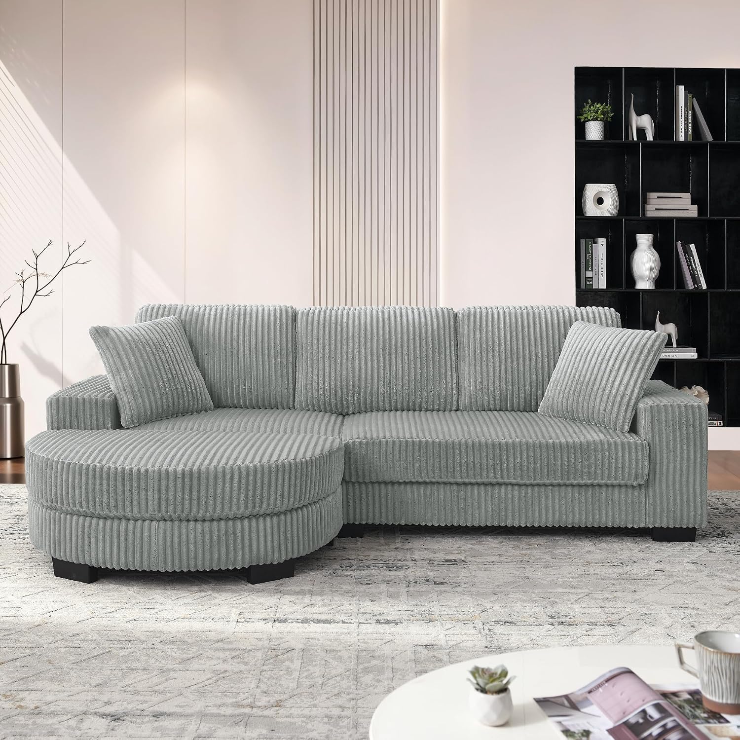 Canapé d'Angle Modulable 3 Places – Mémoire de Forme, Housse Lavable, Sans Montage | Blanc