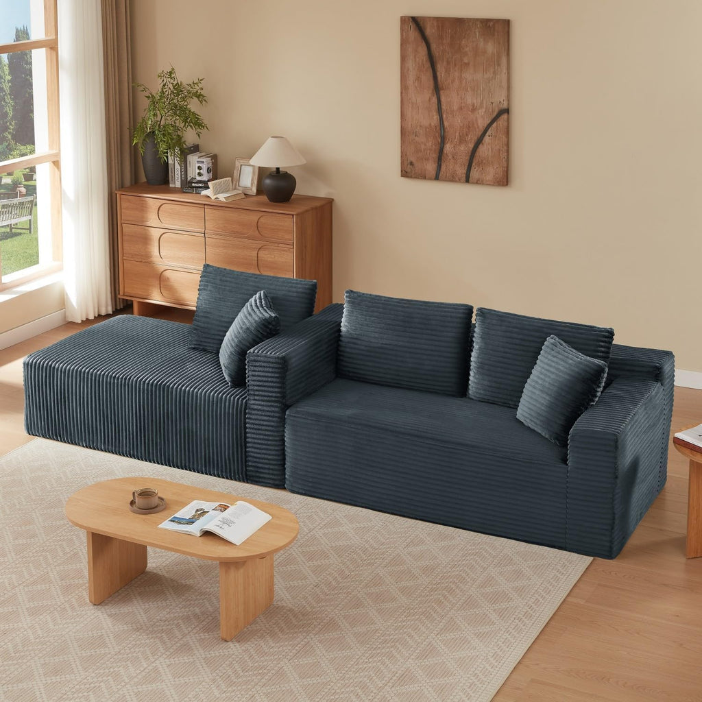 Canapé d'Angle Modulable 3 Places – Mémoire de Forme, Housse Lavable, Sans Montage | Blanc