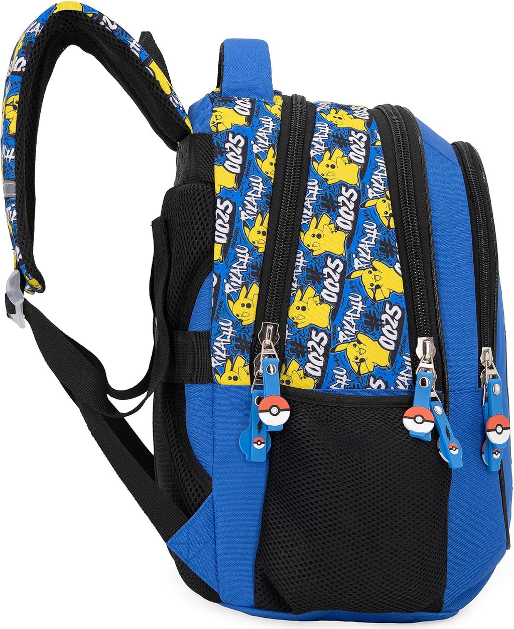Clondo Elementary School Backpack for Kids, 43 x 33 x 15 cm, Multi-Pocket, Ergonomic Backrest, Padded Shoulder Straps, Bottle Holder Pockets, Large Capacity and Shiny Design, Pokemon Expressive
