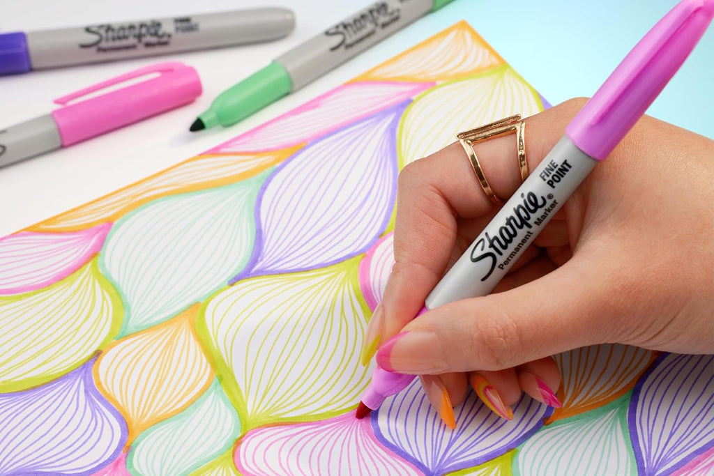 Sharpie Glam Pop Permanent Markers | Fine Tip for Bold Detail | Assorted Colours | 34 Marker Pens