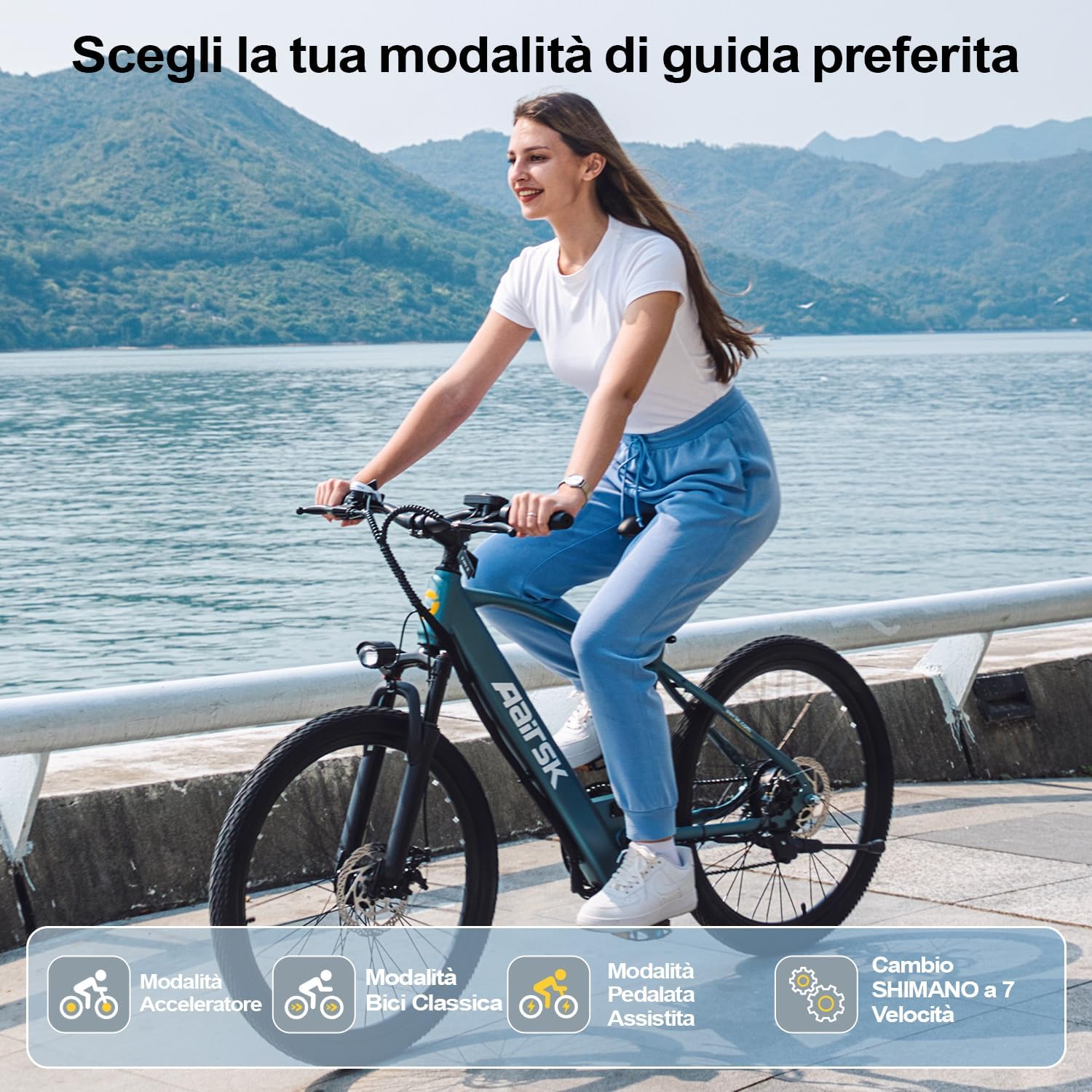 Elektrische fiets voor heren met 36 V 10 Ah accu, 7 versnellingen transmissie met lcd-display, 250 W motor en 25 km/u, lange afstand 80 km, 24/26 inch elektrische fiets voor volwassenen (26