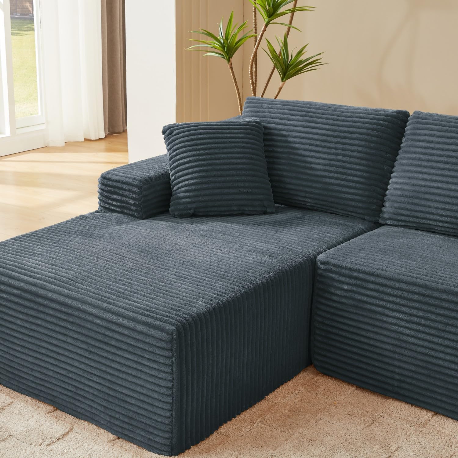 Canapé d'Angle Modulable 3 Places – Mémoire de Forme, Housse Lavable, Sans Montage | Blanc