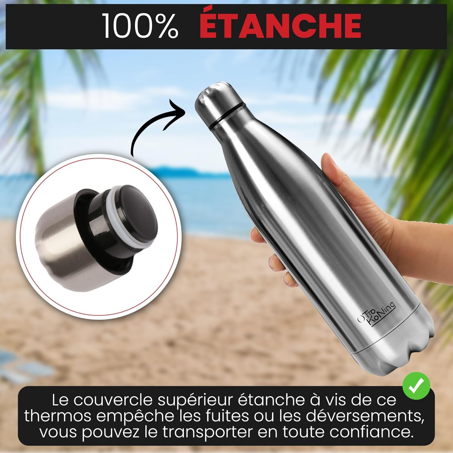 Otto Koning Insulated Water Bottle 500ml - Insulated Water Bottle Keeps Drinks Cold for 24 Hours and Hot for 12 Hours - Leak Proof Insulated Water Bottle BPA Free