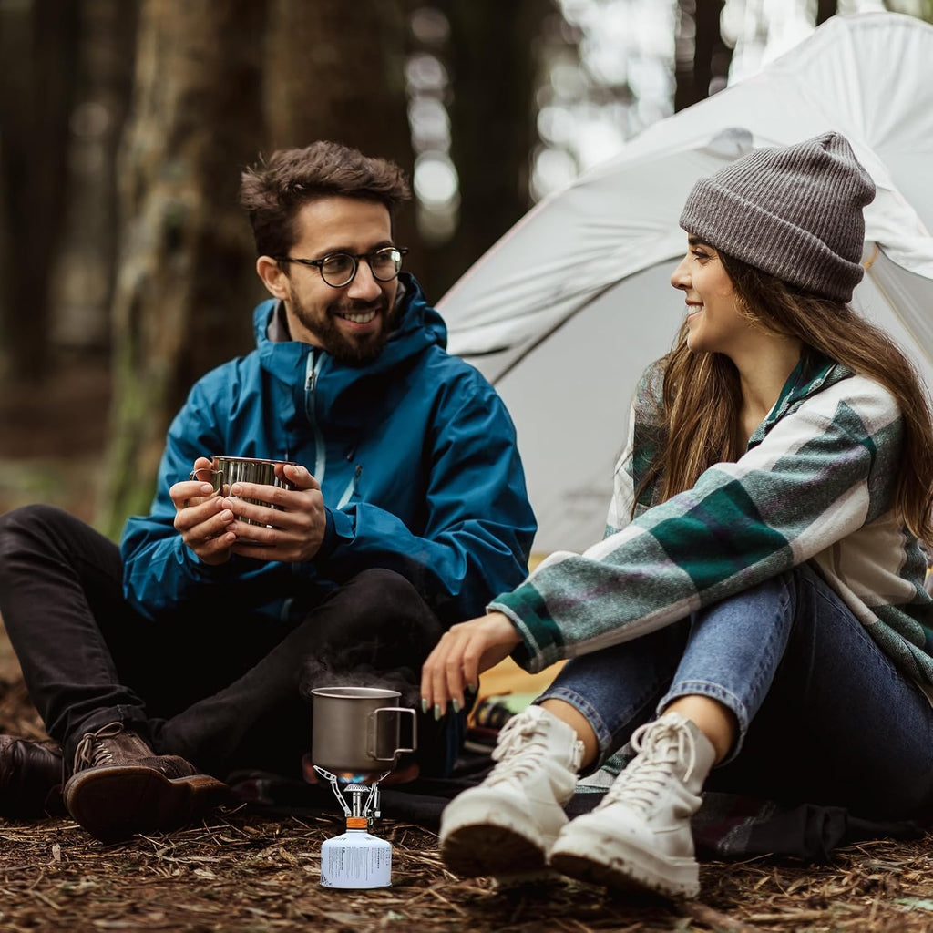 Draagbare alles-in-één gas campingkooktoestel, opvouwbare wandelkooktoestel, camping gasbrander, piëzo-ontsteking zakraket stabiel outdoor fornuis, visfornuis