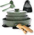 Batterie de Cuisine Kitchen Academy 10 Pièces – Poignée Amovible, Induction, Camping, Vert