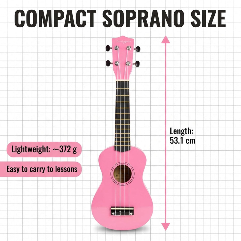 Martin Smith UK-212-PNK-A Ukelele Met Ukelele Tas Roze Design