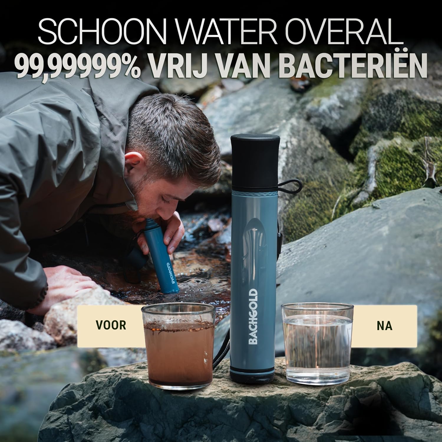Straw Waterfilter Outdoor Survival – Ultralichte Prepper Apparatuur Levert tot 500 L vers drinkwater voor elke noodsituatie, incl. slang, duurzaam gebouwd, Zwart