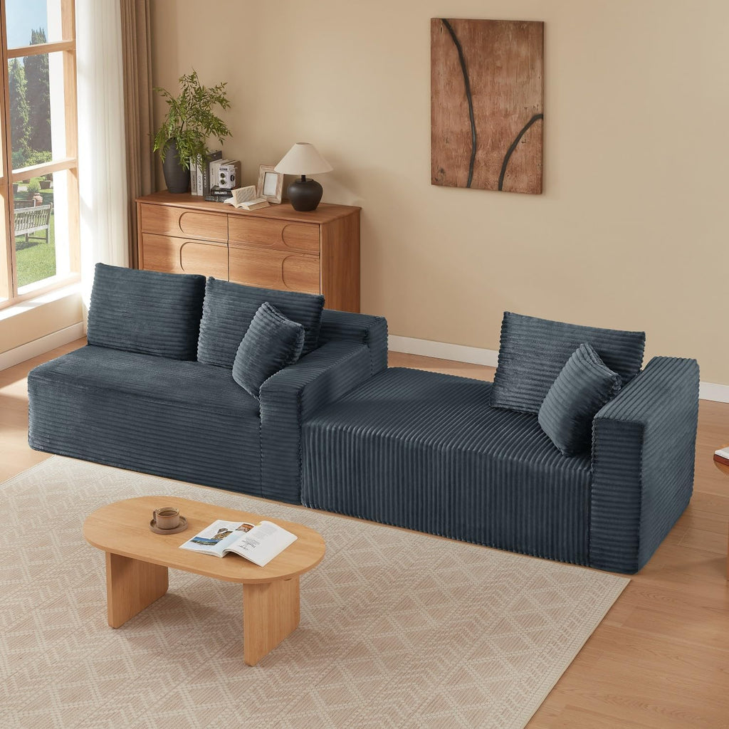Canapé d'Angle Modulable 3 Places – Mémoire de Forme, Housse Lavable, Sans Montage | Blanc