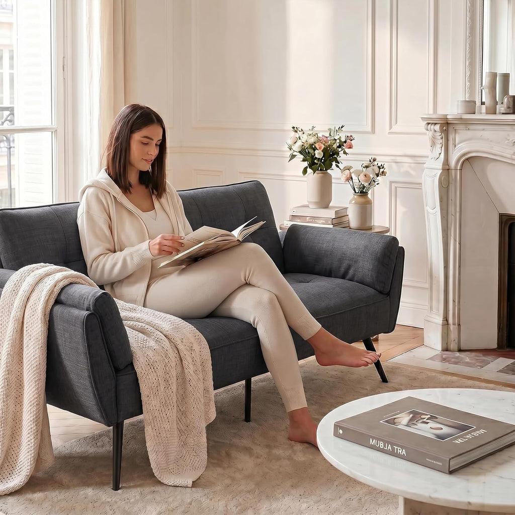 Canapé-lit convertible JIEXI – 3 places – Tissu gris – Dossier 3 positions – 170 cm