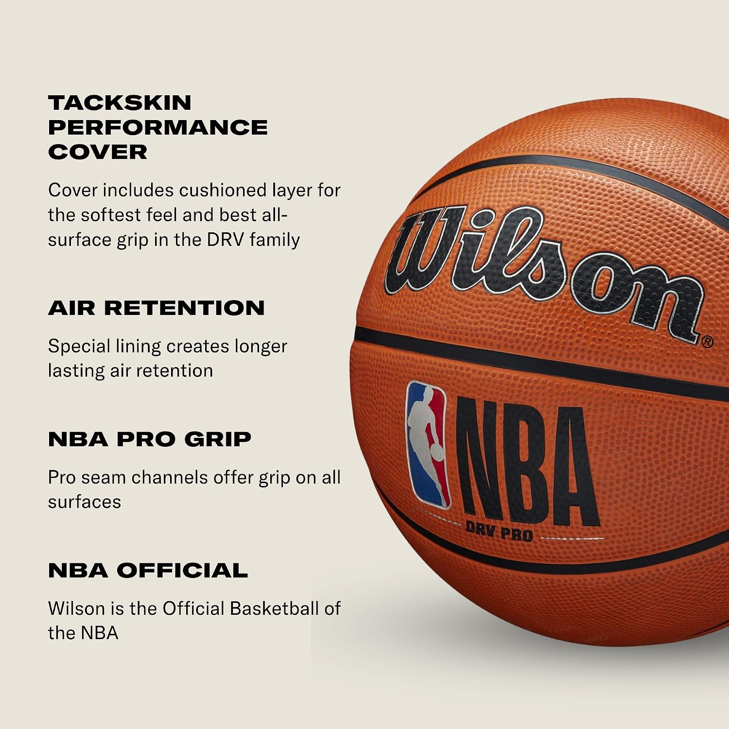 Wilson Basketbal, NBA DRV PRO, Voor buitenterreinen, Rubber, Maat: 7, Bruin