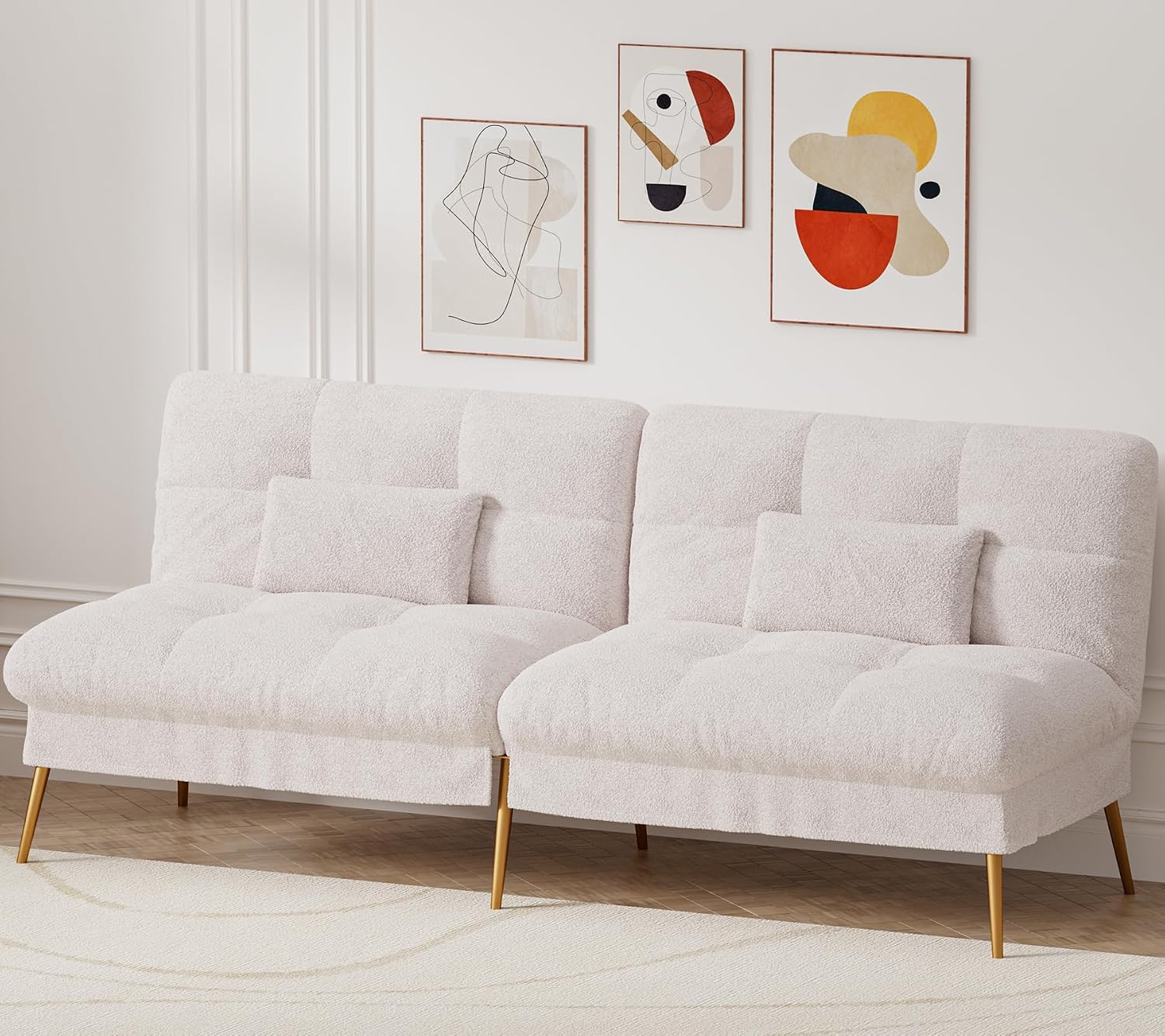 Canapé-lit convertible COMHOMA – 3 places – Tissu gris – Dossier ajustable