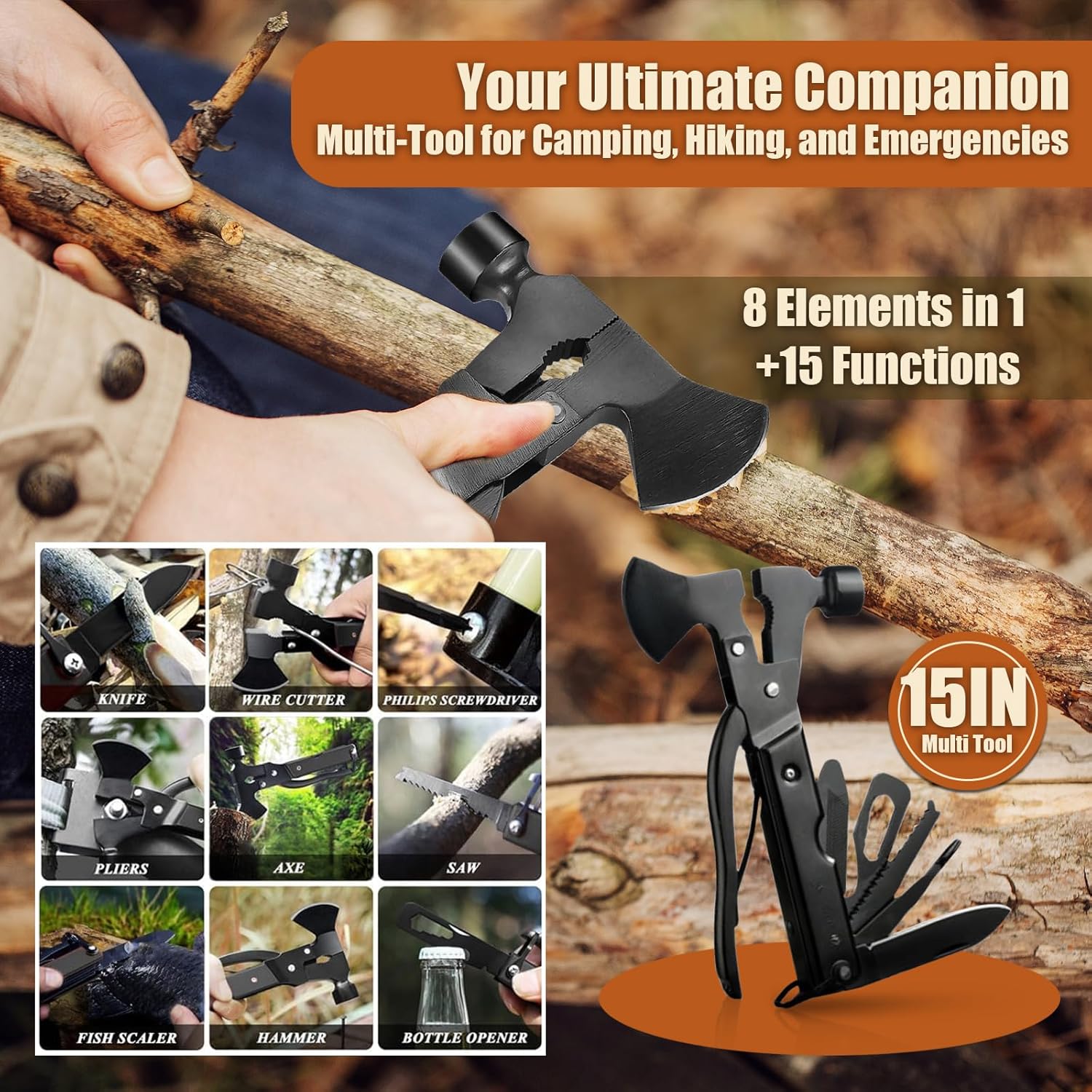 Gemmac 140 stuks EHBO-set met survivalmes, noodradio, draagbaar, multifunctioneel, complete survivalset, gereedschap voor mannen, thuis, reizen, jacht, kamperen, wandelen, accessoires, cadeau