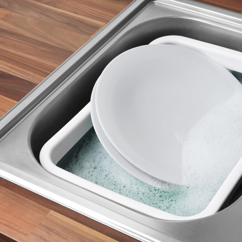 Beldray LA030191GRY Opvouwbare kom – intrekbare kom van kunststof, afwasbak, draagbaar, groenten wassen, servies, rechthoekige kom voor huishouden en keuken, camping, caravans
