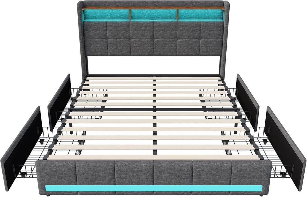 Lit Coffre Capitonné 140 x 200 cm – Tête de Lit Hydraulique & Sommier à Lattes – Flanelle Blanc Cassé