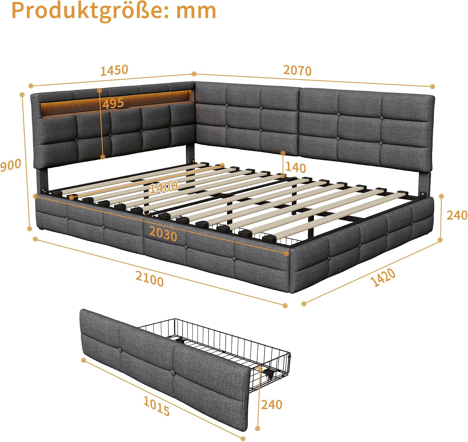Canapé-Lit Convertible LKPOMI 2 Places — Velours Beige, Lit 180x200 cm