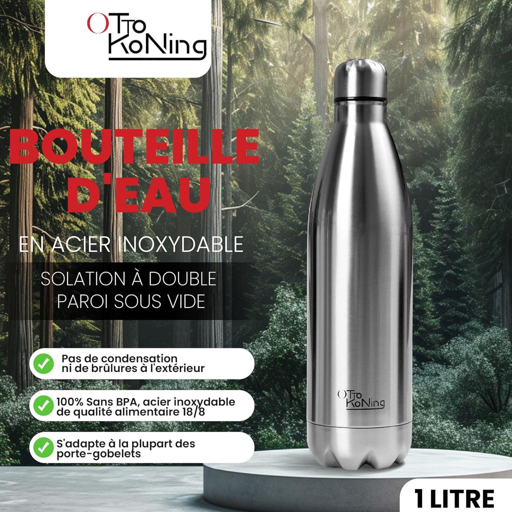 Otto Koning Insulated Water Bottle 500ml - Insulated Water Bottle Keeps Drinks Cold for 24 Hours and Hot for 12 Hours - Leak Proof Insulated Water Bottle BPA Free