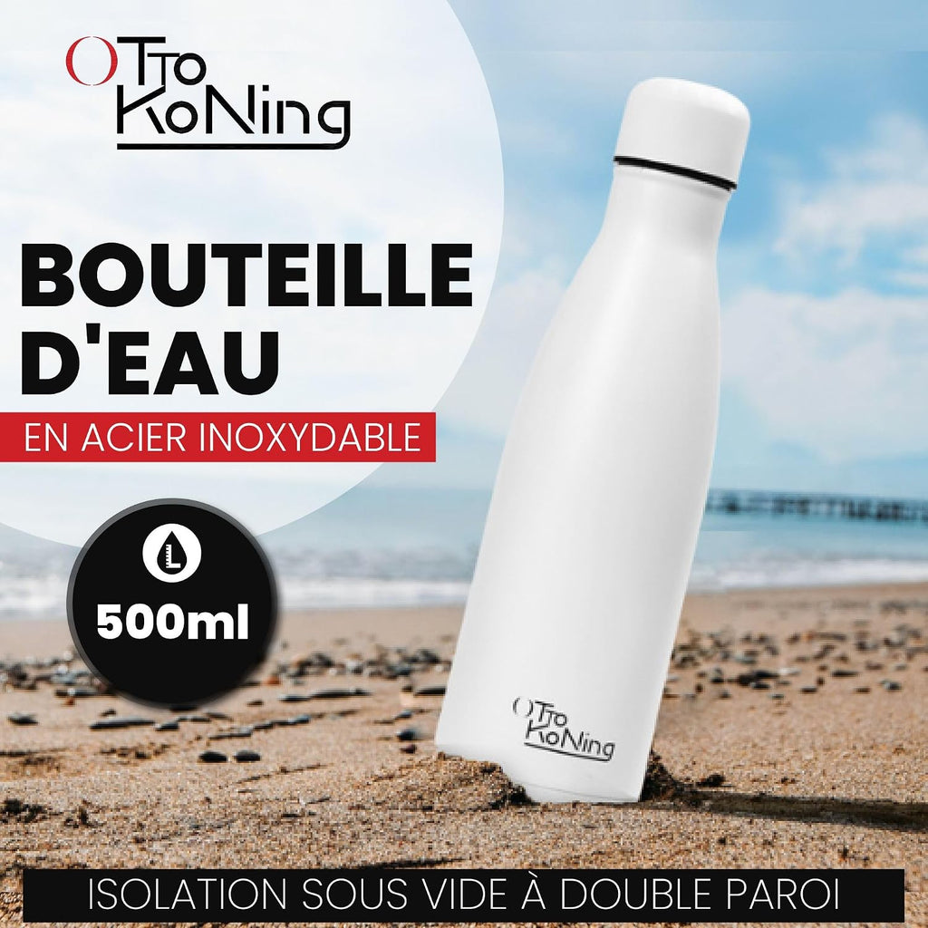 Otto Koning Insulated Water Bottle 500ml - Insulated Water Bottle Keeps Drinks Cold for 24 Hours and Hot for 12 Hours - Leak Proof Insulated Water Bottle BPA Free