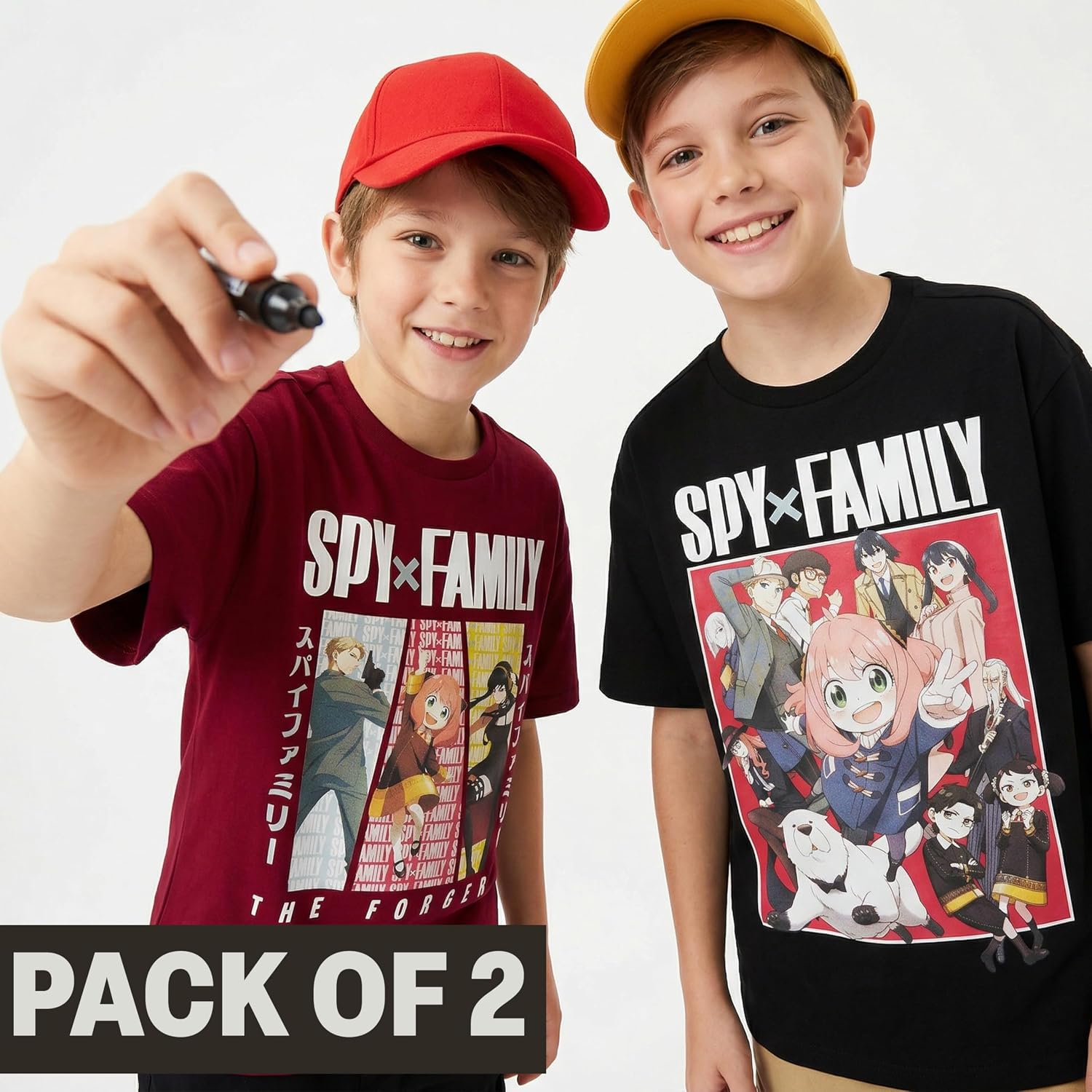Jujutsu Kaisen | Spy x Family Manga Boys T-Shirts 7-16 Years, 2 Pack Round Neck Cotton Graphic Tees Anime Clothes Gift