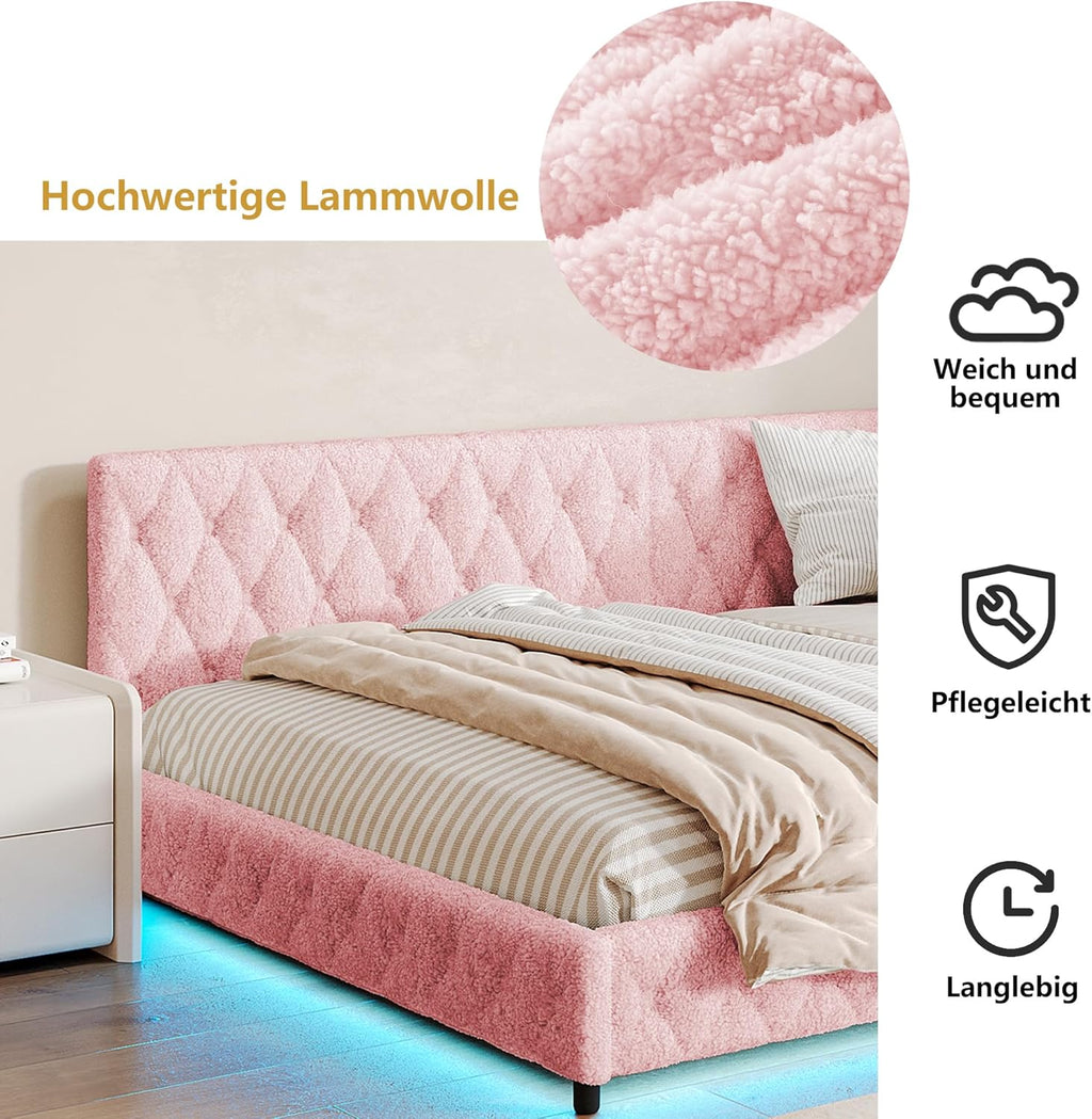 Lit Coffre 90x200 cm – Tête de Lit Rangement, Éclairage LED 16 Couleurs & Ports USB/USB-C