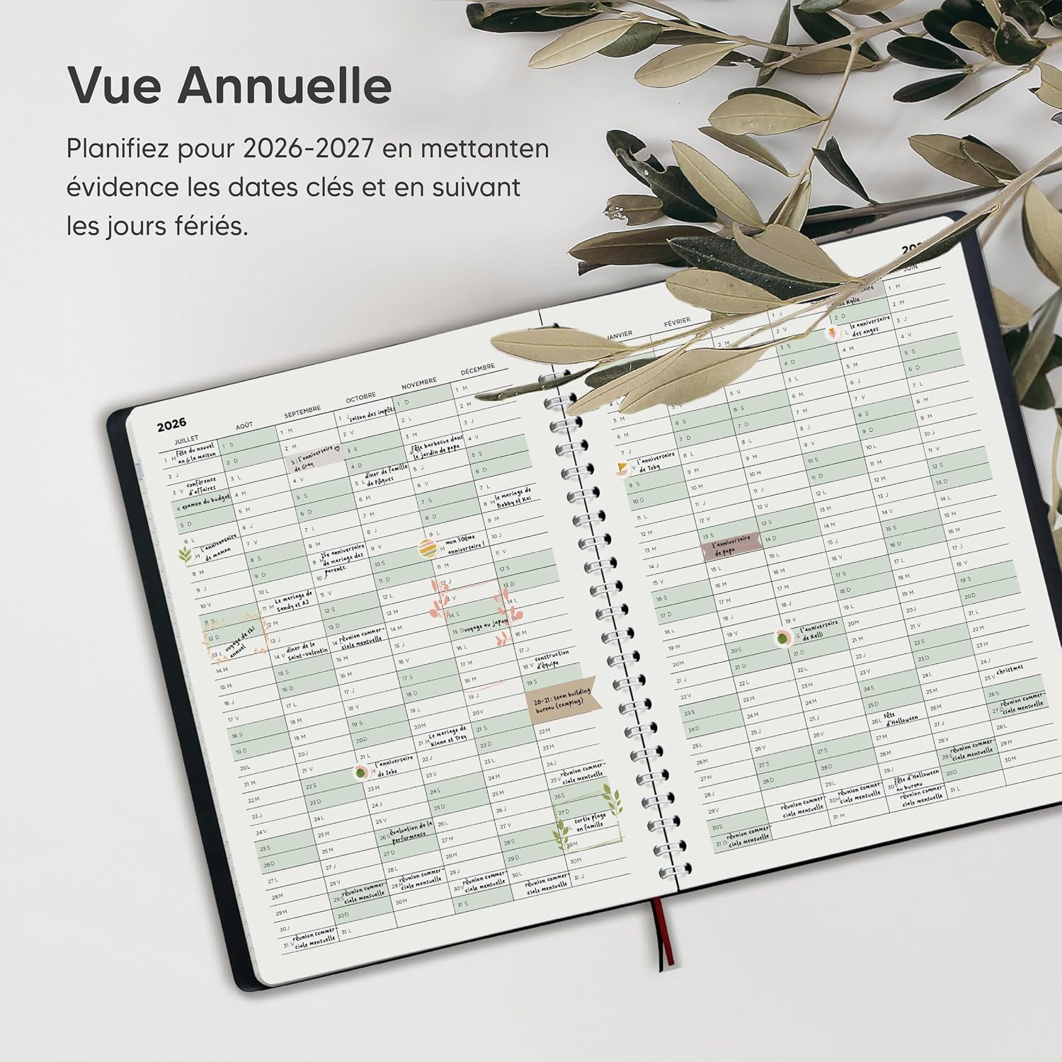 SmartPanda Agenda 2026 2027 – weekkalender – eenvoud inspireert productiviteit – zachte omslag, intervallen van 30 minuten – juli 2026 – augustus 2027 – A5, in het Frans