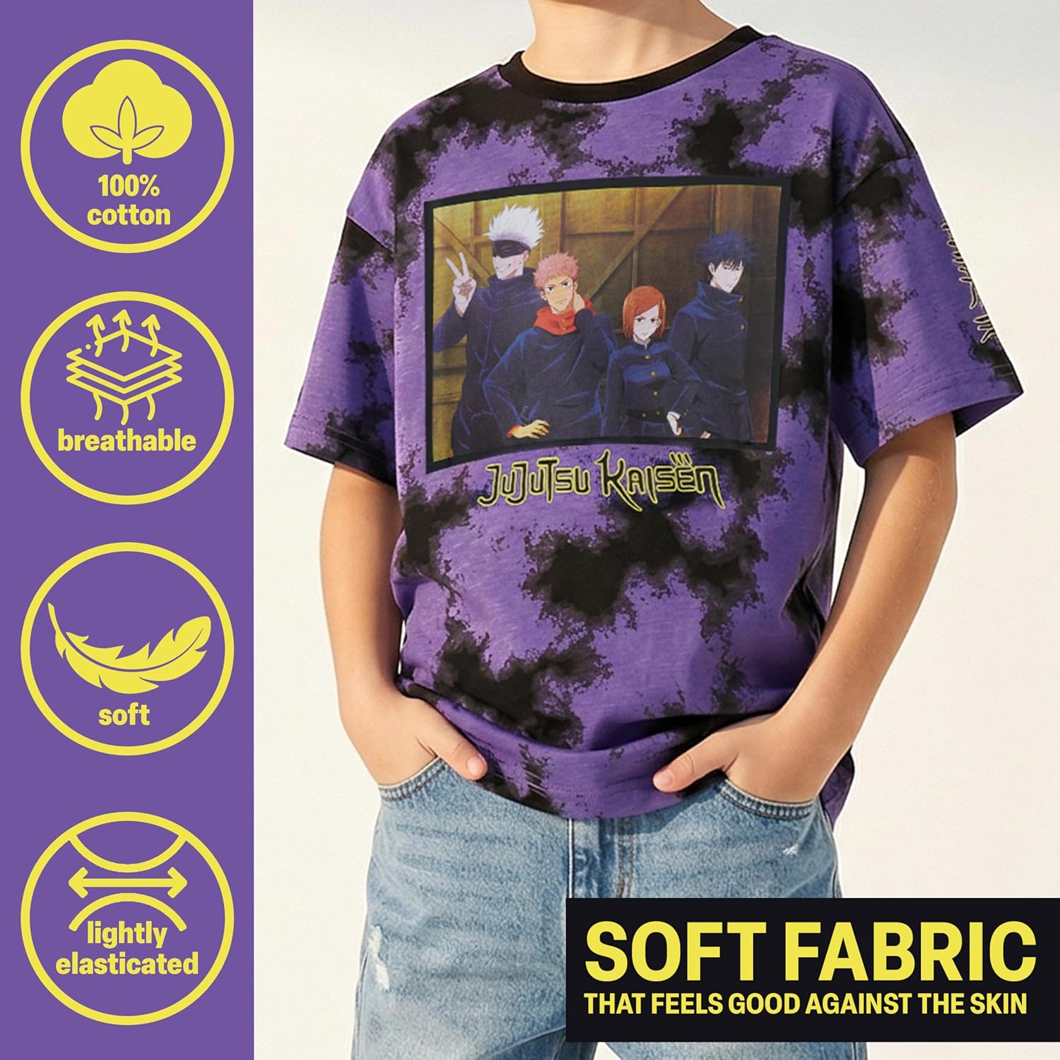 Jujutsu Kaisen | Spy x Family Manga Boys T-Shirts 7-16 Years, 2 Pack Round Neck Cotton Graphic Tees Anime Clothes Gift