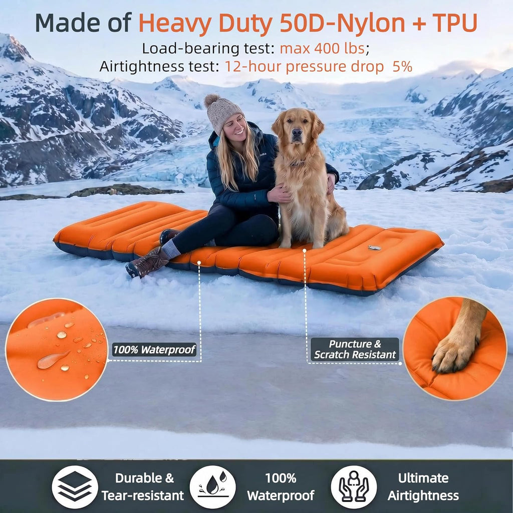 800 g ultralicht opblaasbaar campingmatras, compacte slaapmat met geïntegreerde voetpomp voor tent, wandelen, buiten