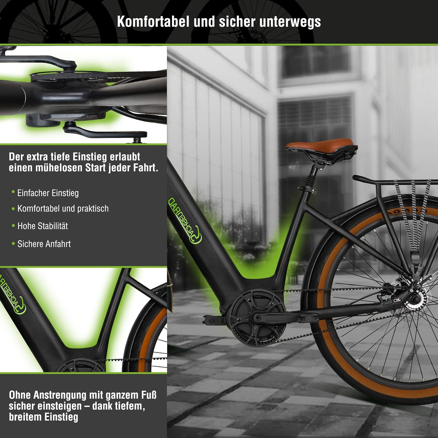 E-SUV CityBike S5G Centro Belt Electric Bike with Low Frame, Center Motor, Alarm System, Colour Display, Gear Change