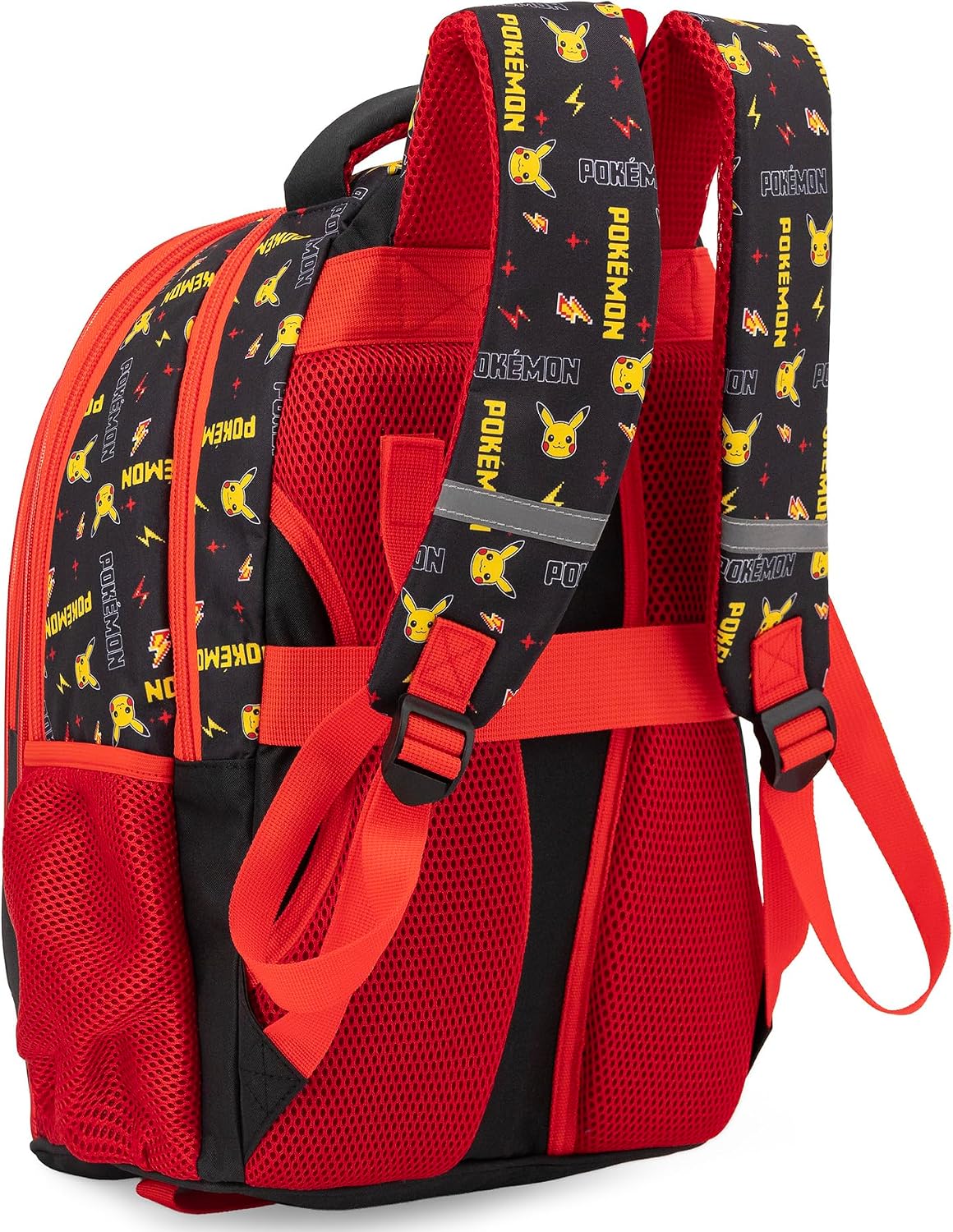 Clondo Elementary School Backpack for Kids, 43 x 33 x 15 cm, Multi-Pocket, Ergonomic Backrest, Padded Shoulder Straps, Bottle Holder Pockets, Large Capacity and Shiny Design, Pokemon Expressive
