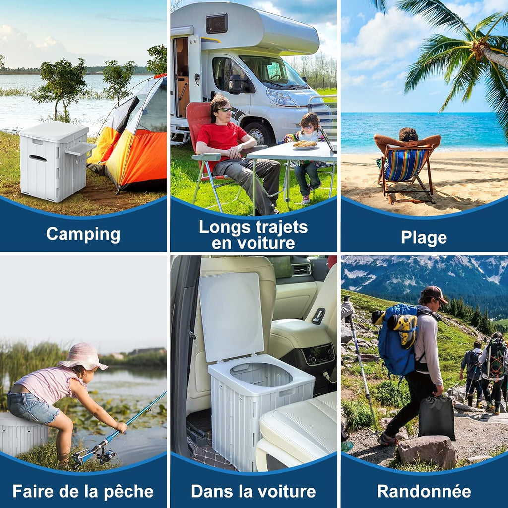 Draagbaar Campingtoilet, voor mannen en vrouwen, hygiënische pot voor de auto, opvouwbaar autotoilet voor volwassenen, voor kamperen, wandelen of uitstapjes
