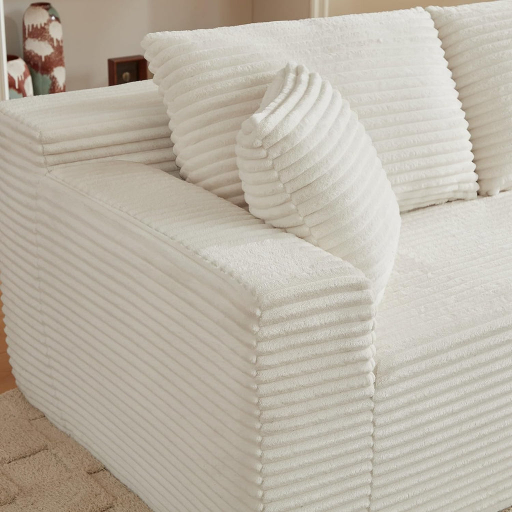 Canapé d'Angle Modulable 3 Places – Mémoire de Forme, Housse Lavable, Sans Montage | Blanc