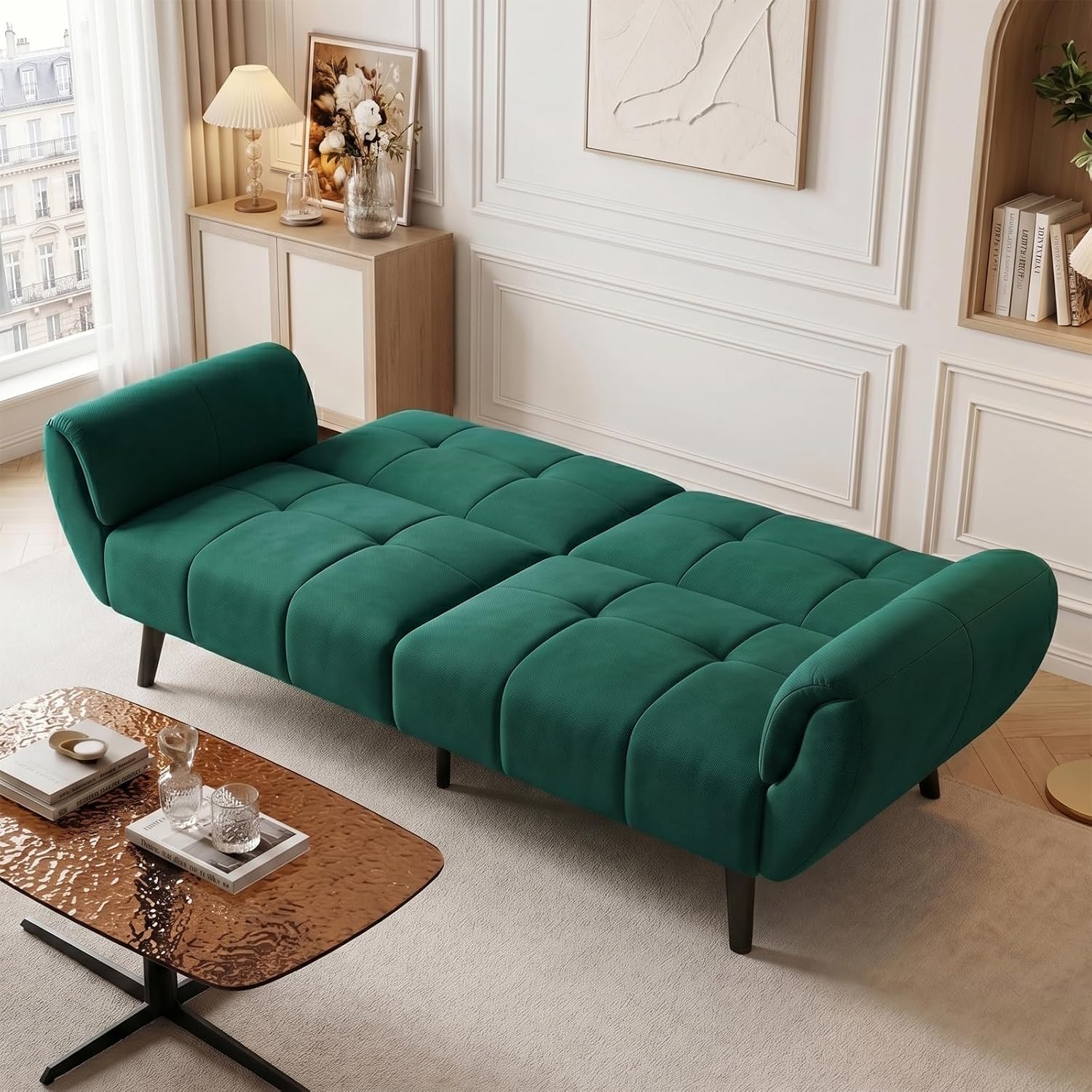 Canapé-lit convertible JIEXI – 3 places – Tissu gris – Dossier 3 positions – 170 cm