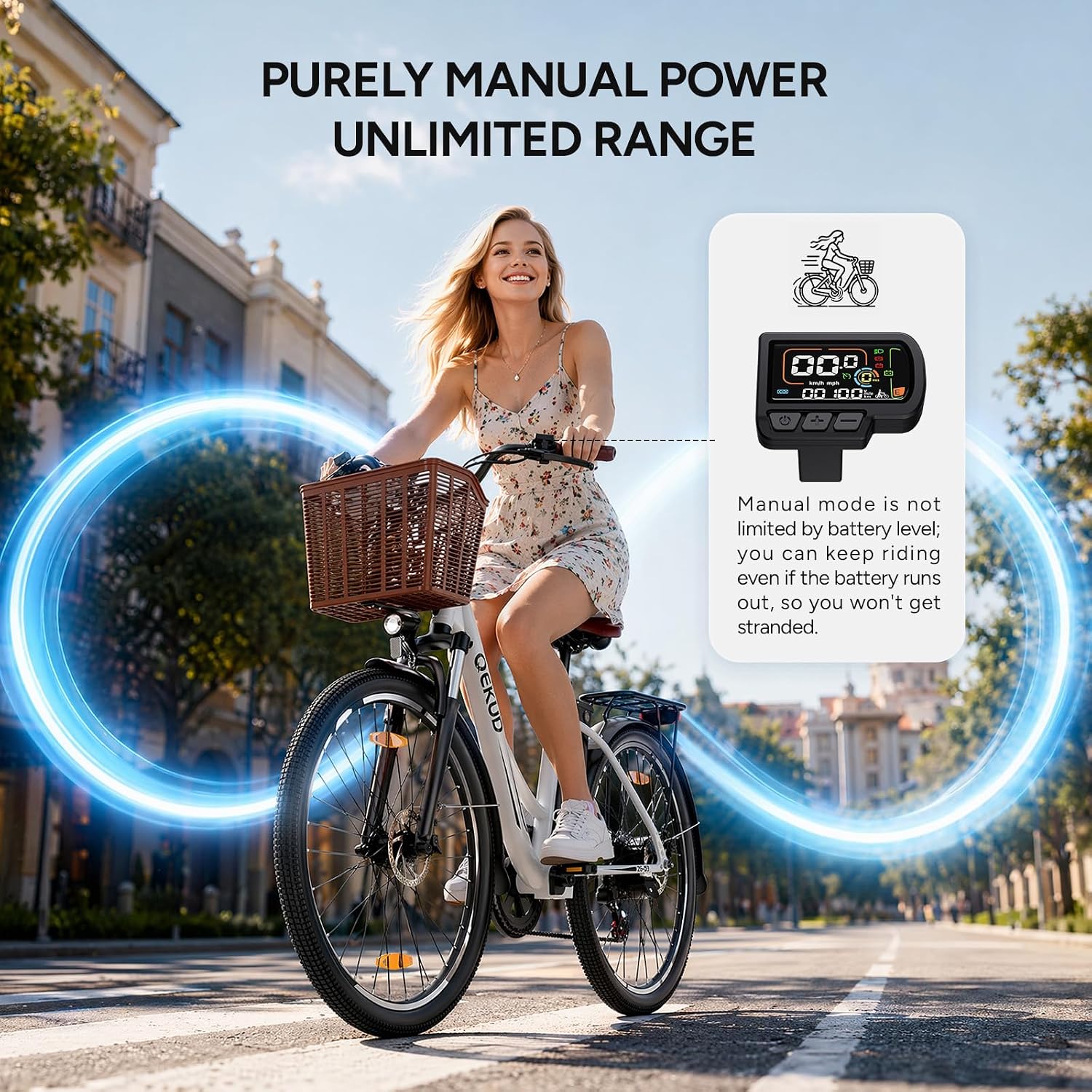 E-bike voor dames en heren, 26 inch, met mand, stadsfiets, trekkingfiets met 36 V 13 Ah accu, wit