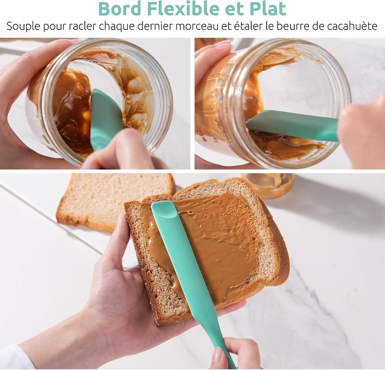 Spatule Silicone U-Taste – Embout Cuillère, Cœur Acier Inox, Résistante 315°C, 24,5 cm, Noir