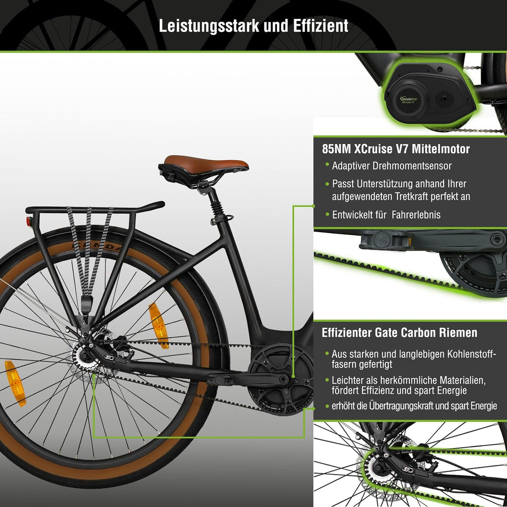 E-SUV CityBike S5G Centro Belt Electric Bike with Low Frame, Center Motor, Alarm System, Colour Display, Gear Change