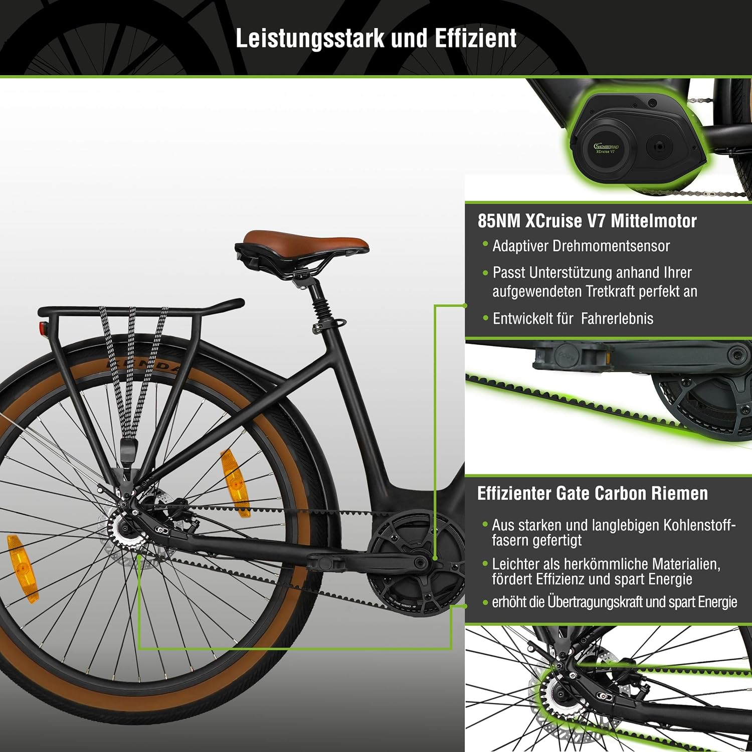 E-SUV CityBike S5G Centro Belt Electric Bike with Low Frame, Center Motor, Alarm System, Colour Display, Gear Change