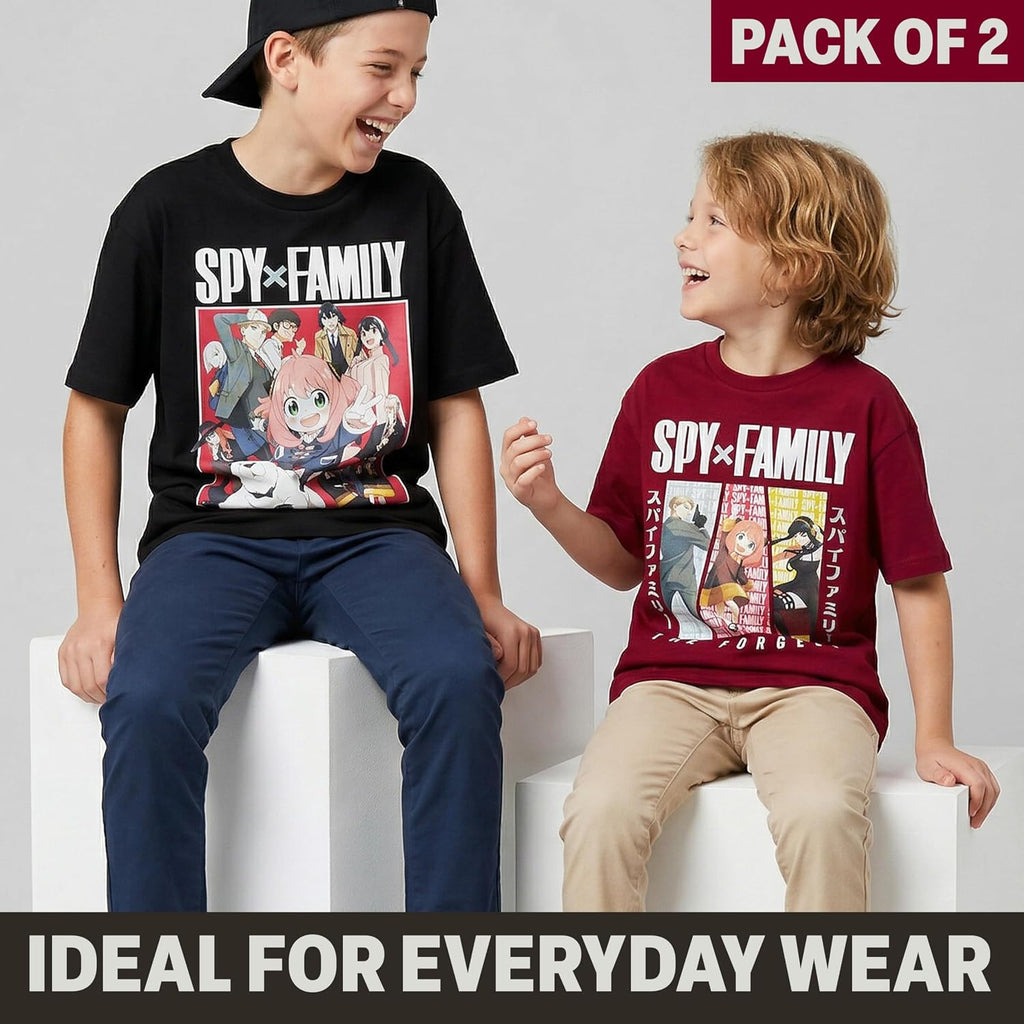 Jujutsu Kaisen | Spy x Family Manga Boys T-Shirts 7-16 Years, 2 Pack Round Neck Cotton Graphic Tees Anime Clothes Gift