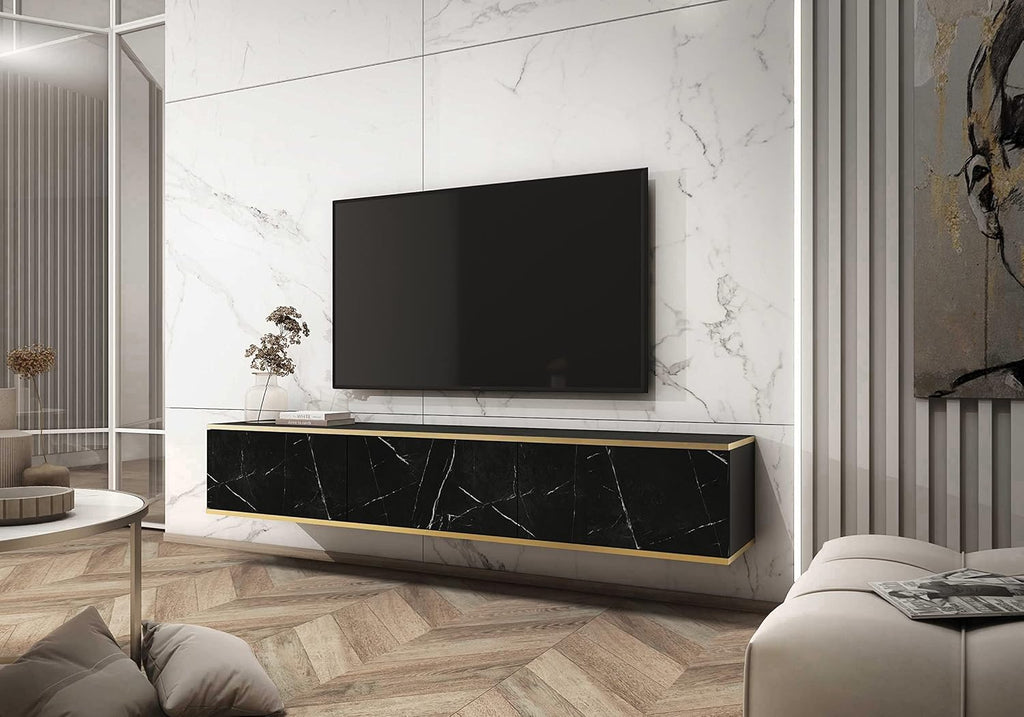 Meuble TV Mural Design | Ouverture Push-to-Open | 175 x 30 x 32 cm